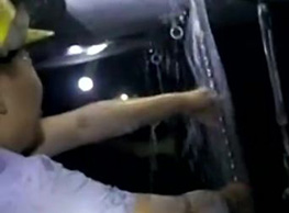 水泥濃漿處理地鐵大漏水（軌枕風道）